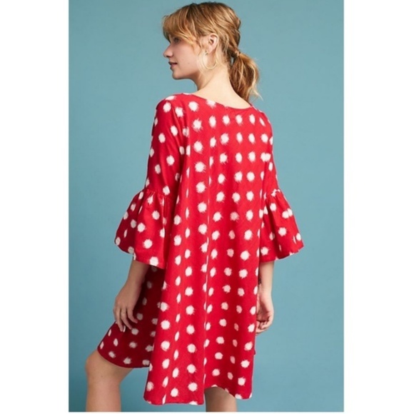 Anthropologie Spotted Bell-Sleeve Swing Dress - Picture 3 of 6
